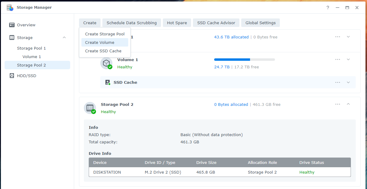 群晖 DSM7.x DS918+ DS920+ DS1821+ DS3622+ M.2 NVME硬盘创建存储插图5 群晖 DSM7.x DS918+ DS920+ DS1821+ DS3622+ M.2 NVME硬盘创建存储插图5