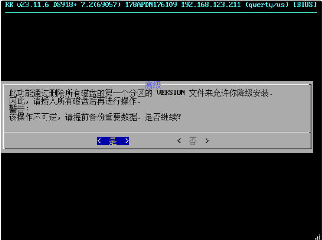 ARPL (RR)高级设置菜单功能说明 无损降级 重置密码 格式化硬盘使用说明