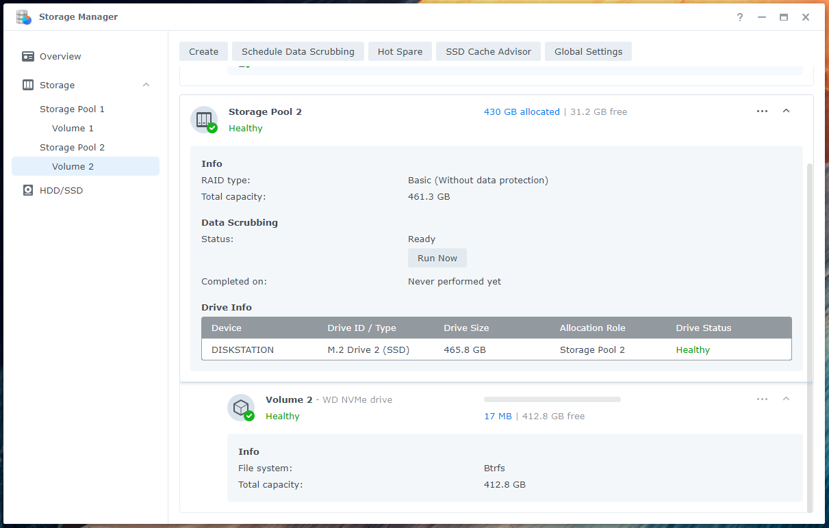 群晖 DSM7.x DS918+ DS920+ DS1821+ DS3622+ M.2 NVME硬盘创建存储插图9 群晖 DSM7.x DS918+ DS920+ DS1821+ DS3622+ M.2 NVME硬盘创建存储插图9
